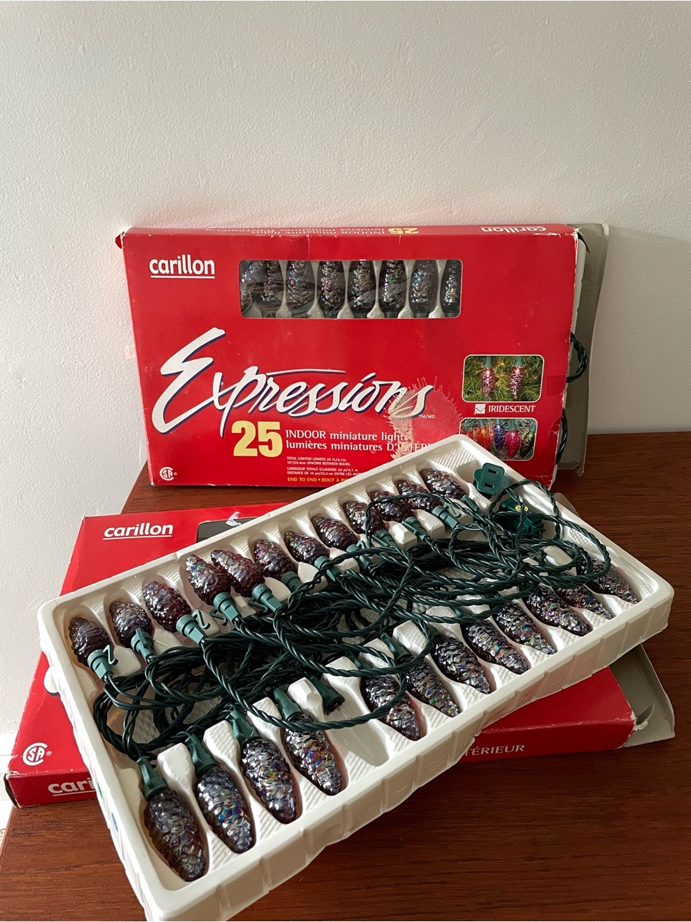 2x Vintage Carillon Expressions 25 Indoor Iridescent Miniature Lights